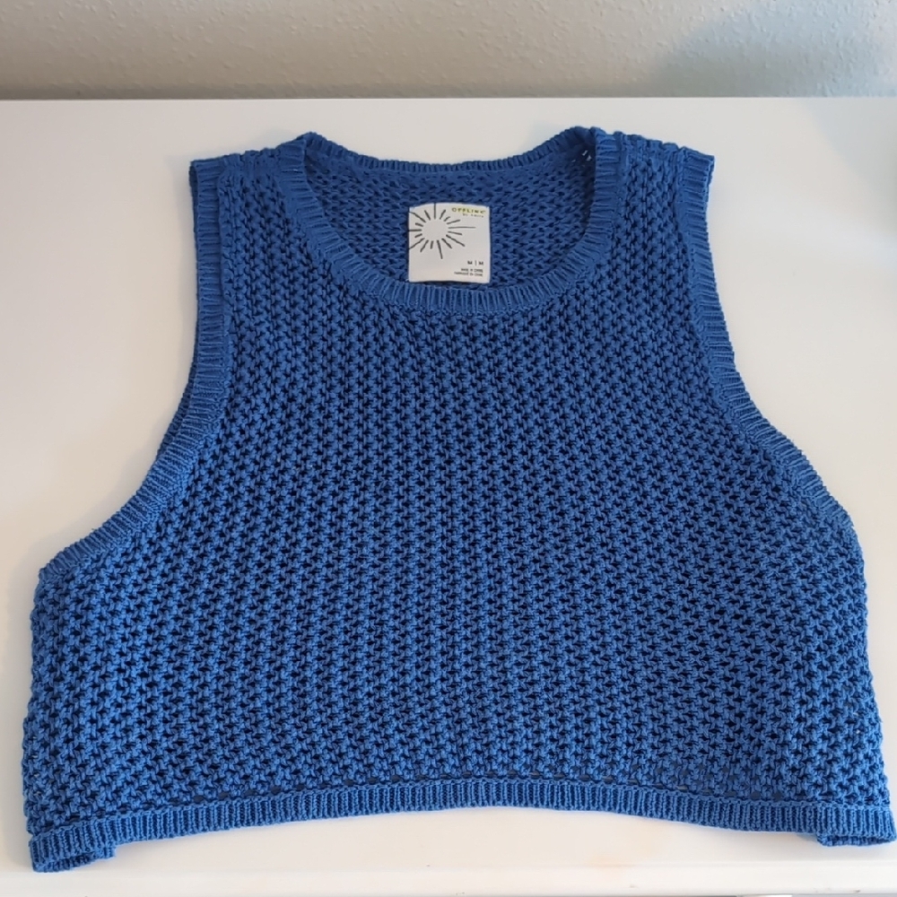 Blue Knit Crop Top